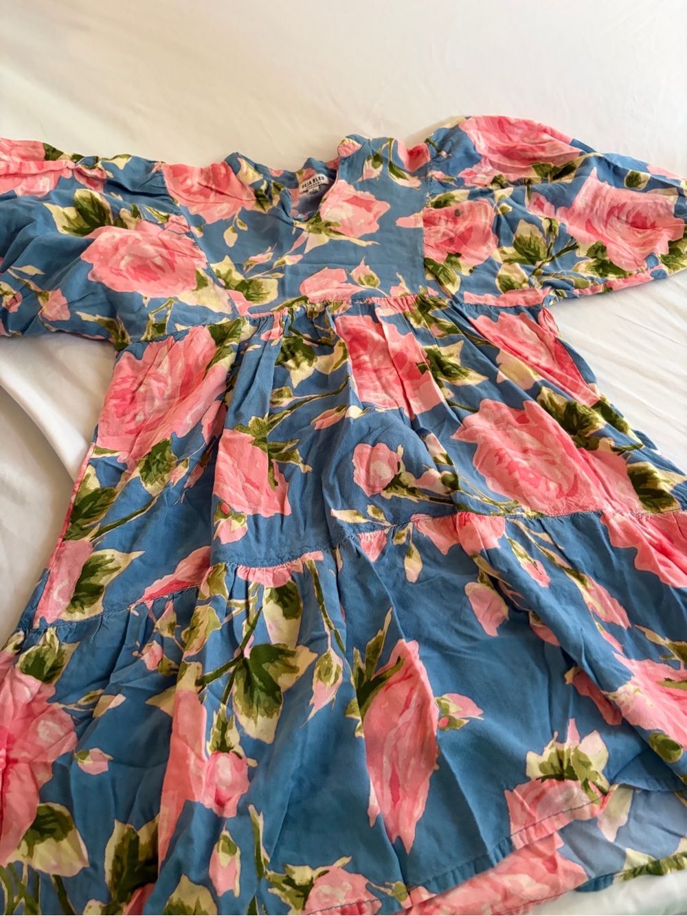 Deja Bleu Women's Size S Floral Dress with Puff Sleeves